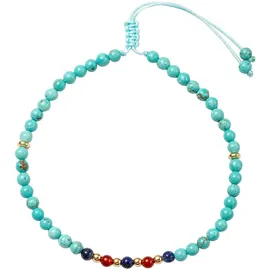 FIRETTI Fußketten Set "Schmuck Geschenk Körperschmuck Edelsteine", bunt (gelbgoldfarben, rosa, türkis, weiß, weiß, türkis, schwarz, rot, blau, rostorange, weiß, türkis, schwarz, rot, blau, rostorange), Fußketten, Damen, Baumwolle Messing, Baumwolle, Messing, mit 