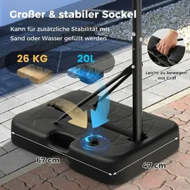 Costway Basketballkorb Outdoor, Basketballständer 172-200cm höhenverstellbar Basketballanlage Schwarz