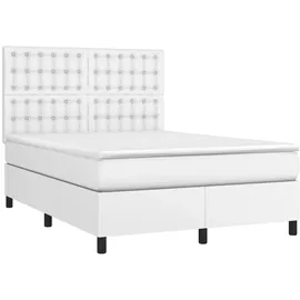 vidaXL Boxspringbett mit Matratze & LED Weiß 140x200 cm Kunstleder