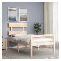 vidaXL Bett Seniorenbett mit Kopfteil Massivholz beige 190 cm x 75 cm