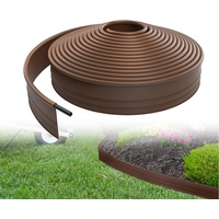 XMTECH Beeteinfassung Kunststoff Rasenkante Flexible Garten Blumenbeet Umrandung Beeteinfassungen Mähkante Beetbegrenzung Gartenumrandung, 9.6cm Hoch, Länge: 30m, Braun