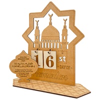 XQMMGO Ramadan Kalender aus Holz,33 Tage Countdown-Kalender,Ramadan Adventskalender Eid Home-Party-Dekoration(C)
