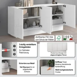 OTTO home Sideboard VELA 160 x 75 x 35 cm Weiß hochglanz