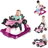 COSTWAY 4 in 1 Lauflernhilfe, Lauflernwagen klappbar mit einstellbarer Höhe & Geschwindigkeit, Baby Walker Autoförmig mit Musikbox, Licht & Rädern, Gehfrei Baby ab 6 Monaten, 15kg Belastbar (Violett)