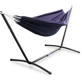 LACESTONE Hängematte mit Gestell Hängeliege Relaxliege Outdoor Indoor 180x140 bis 120kg Blau