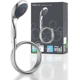 Eisl WELLY Handbrause-Set mit Schlauch DX6051C, Duschbrause mit 5 Funktionen, inklusive Duschschlauch und Wasserspardichtung, chrom