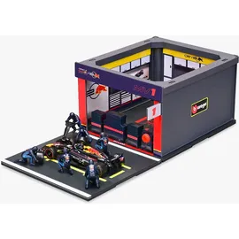 BBURAGO F1 Red Bull RB20 2024#1 Verstappen, Spielset mit Diorama, 1:43 und 6 Mechanikern, Detailgetreu, Red Bull-Lizenz, Alter 3+