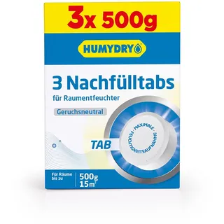 Sonder-Set mit 3 Nachfüllbeutel für Luftentfeuchter – Ideal für Schränke, Badezimmer und Räume – Räume bis zu 15 m2 – 500-g-Beutel – Duft: Neutral – Humydry