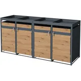 ML-Design Mülltonnenbox mit Pflanzdach für 4 Tonnen, 240L 264x80x124 cm, Stahl - Schutzhüllen