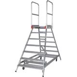 Euroline Premium 516 Mobile Podesttreppe beidseitig begehbar mit Zentralfeststellung fahrbar 7 Stufen