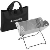 Navaris Holzkohlegrill Klappbarer BBQ-Grill - 35x26,5x24,5cm - aus Edelstahl silberfarben