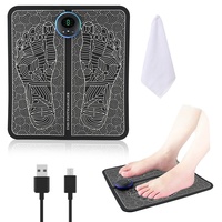 Fussmassagegerät Elektrisch, AolKee EMS Fußmassagegerät zur Linderung, Fußmassage, von Schmerzen und Durchblutung, 6 Modi & 9 Intensitätsstufen, tragbares Fußmassagegerät USB-Aufladung mit Fußtuch