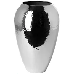 Dekovase FINK "MALANA", silber (silberfarben), H:26cm Ø:17cm, Eisen, Vasen, gehämmert, Handarbeit, Unikatcharakter, vernickelt, wasserdicht