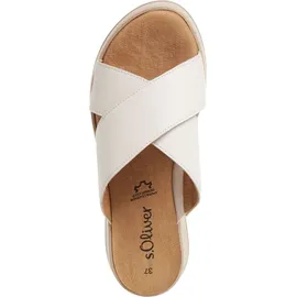 s.Oliver Damen Pantolette mit Kreuzbandage und bequemem Keilabsatz 5-27262-44, Größe:41 EU, Farbe:Weiß - 41