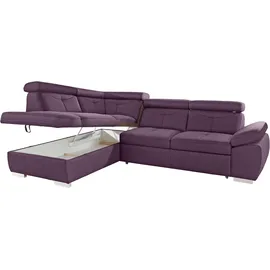 exxpo - sofa fashion "Spring, super bequem und komfortabel mit Armteil- und Kopfteilfunktion", lila (hortensia), B:274cm H:81cm T:206cm, NaturLEDER (echtes Rindsleder) in Sitz und Rücken.