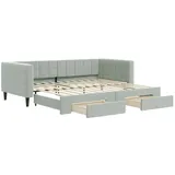 vidaXL Tagesbett Ausziehbar mit Schubladen Hellgrau 90x200 cm Samt