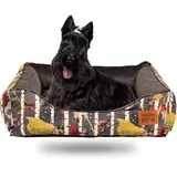 GoldenDog Hundebett Hundekorb Waschbarer Hundekorb Flauschige Hundematratze mit erhöhten Rändern Weiches Hundesofa, Katzen Samt „Square Kinia“ (Superheld, XL)