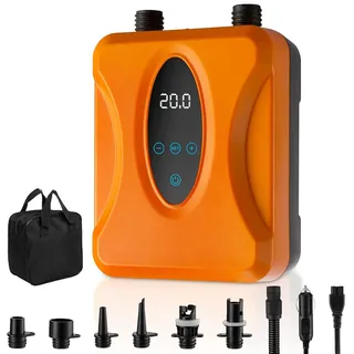 Aolawco Sup Pumpe Elektrisch 20PSI, Elektrische Luftpumpe mit Akku, Wiederaufladbare Intelligent Dual Stage Aufblasen & Entleeren Sup Pumpe, Auto-Off Luftpumpe für Paddleboard, Kite, Zelt, Matratze