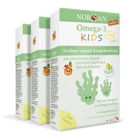 NORSAN Omega 3 vegan KIDS JELLY 45 hochdosiert (3x45 Stück) / Omega 3 vegan hochdosiert 220mg pro Kaugeleedrops/veganes Omega 3 mit EPA & DHA/Omega 3 Kids mit Tutti-Frutti-Geschmack