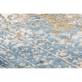 OCI DIE TEPPICHMARKE Teppich OCI DIE TEPPICHMARKE "BESTELLER CAVA", blau, B:80cm H:8mm L:200cm, Viskose, Teppiche, Teppich, Glanz Viskose, mit Fransen, Hoch Tief Struktur, Vintage, Wohnzimmer