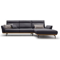 hülsta sofa Ecksofa hs.460, Sockel in Nussbaum, Winkelfüße in Umbragrau, Breite 318 cm schwarz