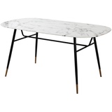 SIT Möbel Esstisch in Marmor-Optik | 160 x 90 cm | Tischplatte Glas weiß | Gestell Metall schwarz | B 160 x T 90 x H 77 cm | 19000-22 | Serie TISCH - Weiß/Schwarz