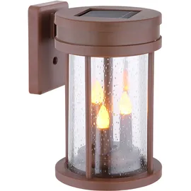 GLOBO 2er Set LED Solarleuchte, Feuer-Effekt, rostfarben, 3in1, 12 cm,