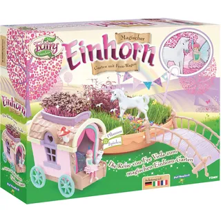 TOMY My Fairy Garden Einhorn Spielzeugset. Märchenhafter Feen Garten zum selber Pflanzen. Feen-Garten Set inkl. Grassamen & Wohnwagen, Kreativset Mädchen, Spielzeug für Kleinkinder ab 4 Jahren