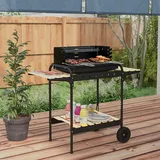 EXTSUD Holzkohlegrill Holzkohlegrill BBQ Smoker mit Rädern, höhenverstellbarer Grillrost schwarz