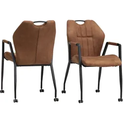 Armlehnstuhl OMG DESIGN "Point", braun (cognac, schwarz), B:55cm H:90cm T:63cm, Stühle, Esszimmerstuhl mit Rollen, Bürostuhl