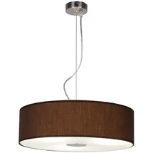 ETC Shop Hängeleuchte 1-flg. 45 cm rund braun Textil, Stahl gebürstet, Glas satiniert