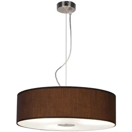 ETC Shop Hängeleuchte 1-flg. 45 cm rund braun Textil, Stahl gebürstet, Glas satiniert