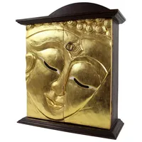 Oriental Galerie Schrank Buddha Hängeschrank Medizinschrank Blattgold Akazienholz Flurschrank