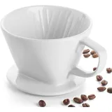 DOWAN Kaffeefilter Porzellan, Größe 2 Kaffee Dauerfilter aus Keramik für 2 Tassen Kaffee, Permanent Kaffeefilter für Zuhause, Café, Restaurants, Geschenk für Mama, Papa, Freunde, Soft White