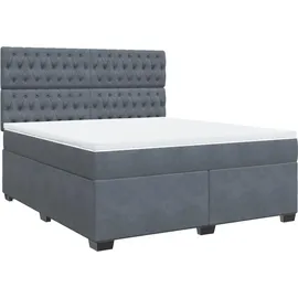 vidaXL Boxspringbett mit Matratze Dunkelgrau 180x200 cm Samt