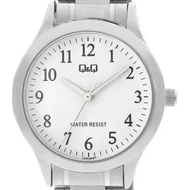 Q&Q Damen Analog Armbanduhr C01A-004PY, 30 mm Durchmesser, Edelstahl, silber, wasserdicht