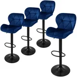 ML-Design Barhocker 4Er Set aus Samt Blau Gepolsterter Drehbar Hocker