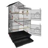 LZQ Papageienkäfig Vogelvoliere Vogelkäfig Vogelhaus Käfig Voliere Vogel Tierkäfig , Schwarz 46 x 35,5 x 99 cm - Schwarz