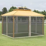 Outsunny Moskitonetz für 3x4 m Pavillon 4 Stück Schwarz 3,52 x 0,00 x 2,07 m