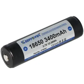Keeppower 18650 Li-Ion Akku mit 3400mAh, 3,6V - 3,7V Li-Ion-Akku geschützt mit PCB 1 Stück (Button Top)
