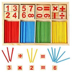 Lubgitsr Lernspielzeug Montessori mathematisches Spielzeug Holz,Rechenstäbchen
