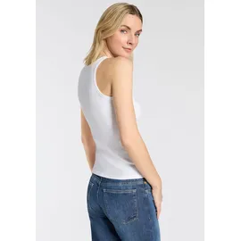 Boss ORANGE Ripptanktop Epetite Premium Damenmode Slim Fit mit Logostickerei weiß S (36)