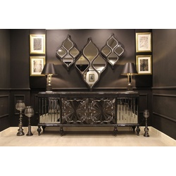 Casa Padrino Luxus Barock Möbel Set Sideboard und 3 Wandspiegel Grau / Schwarz / Silber - Barock Möbel - Edel & Prunkvoll - Luxus Qualität