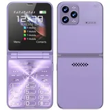 Cuifati Klapphandy für Senioren, Große Tasten, Lauter Ton, 2,6-Zoll-Doppelbildschirm, 4 Karten, 4 Standby-2G-Klapphandy mit Schnellwahl-Bluetooth-Musikplayer, LED-Taschenlampe (Purple)