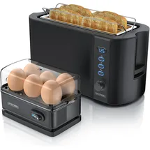 Arendo Langschlitz-Toaster Schwarz