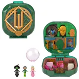 POLLY POCKET x ​Wicked Sammler-Schatulle, Mikropuppen und Spielset, 2 thematische Zubehörteile, ikonische Schauplätze von Glizz und Oz, Glinda, Elphaba und der Zauberer, JFV04