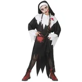 Funny Fashion Hexen-Kostüm Blutige Nonne - Horror Halloween Kinder Nonnenkost schwarz 164