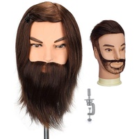 Neverland Mann Frisierkopf 100% Echthaar, Frisurenkopf Männlicher übungskopf mit Langen Haaren, Puppenkopf Modell mannequin Kopf mit Halter (12 Zoll)