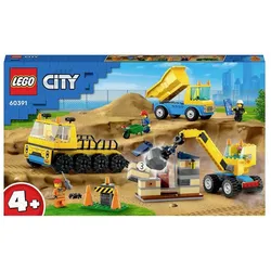 LEGO® Konstruktionsspielsteine CITY Baufahrzeuge und Kran mit Abrissbirne