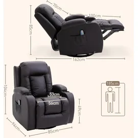 Homcom Massagesessel Fernsehsessel mit Wärmefunktion, Liegefunktion,